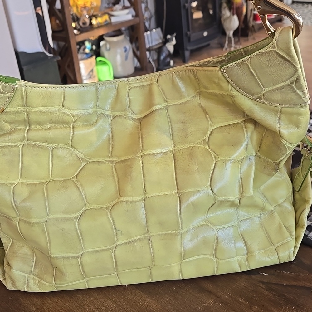 Dooney And Bourke Vintage Cinzia Hobo Bag Croc Embossed Leather Pistachio - Picture 5 of 12